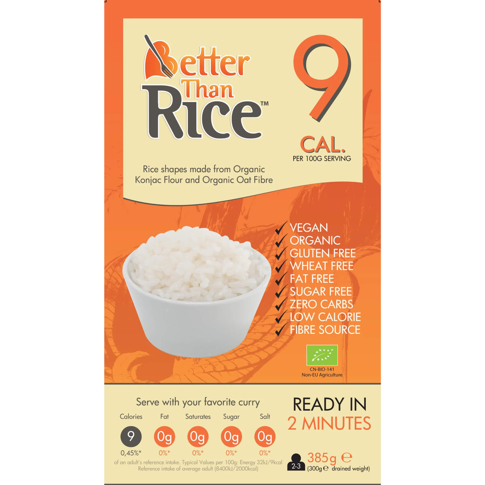 Makaron konjac noodle w kształcie ryżu BIO 385 g - Better Than Foods