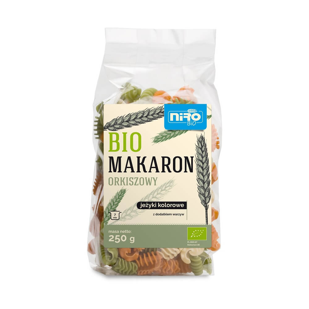 Makaron orkiszowy kolorowy jeżyki BIO 250 g - Niro