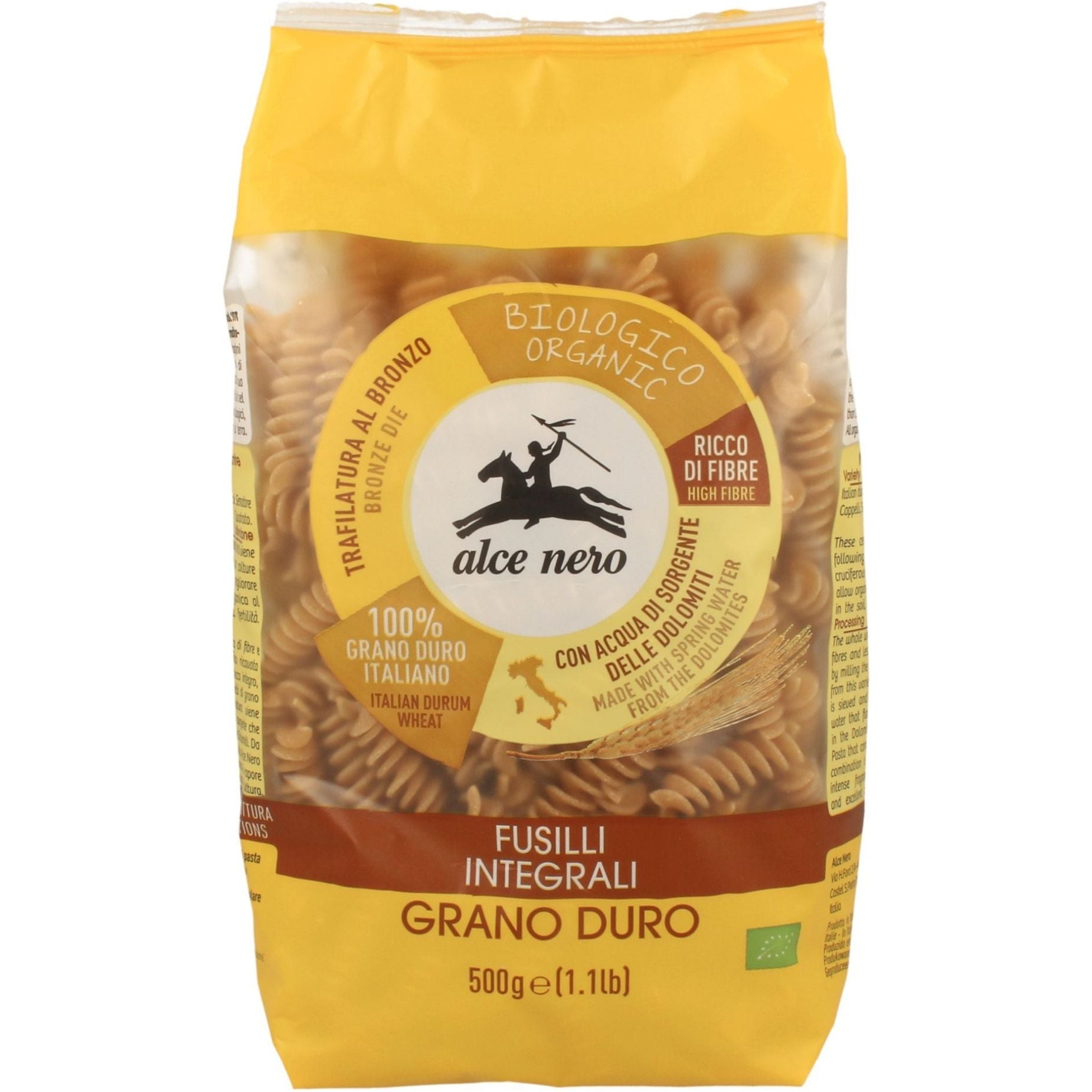Makaron semolinowy razowy fusilli BIO 500 g - Alce Nero