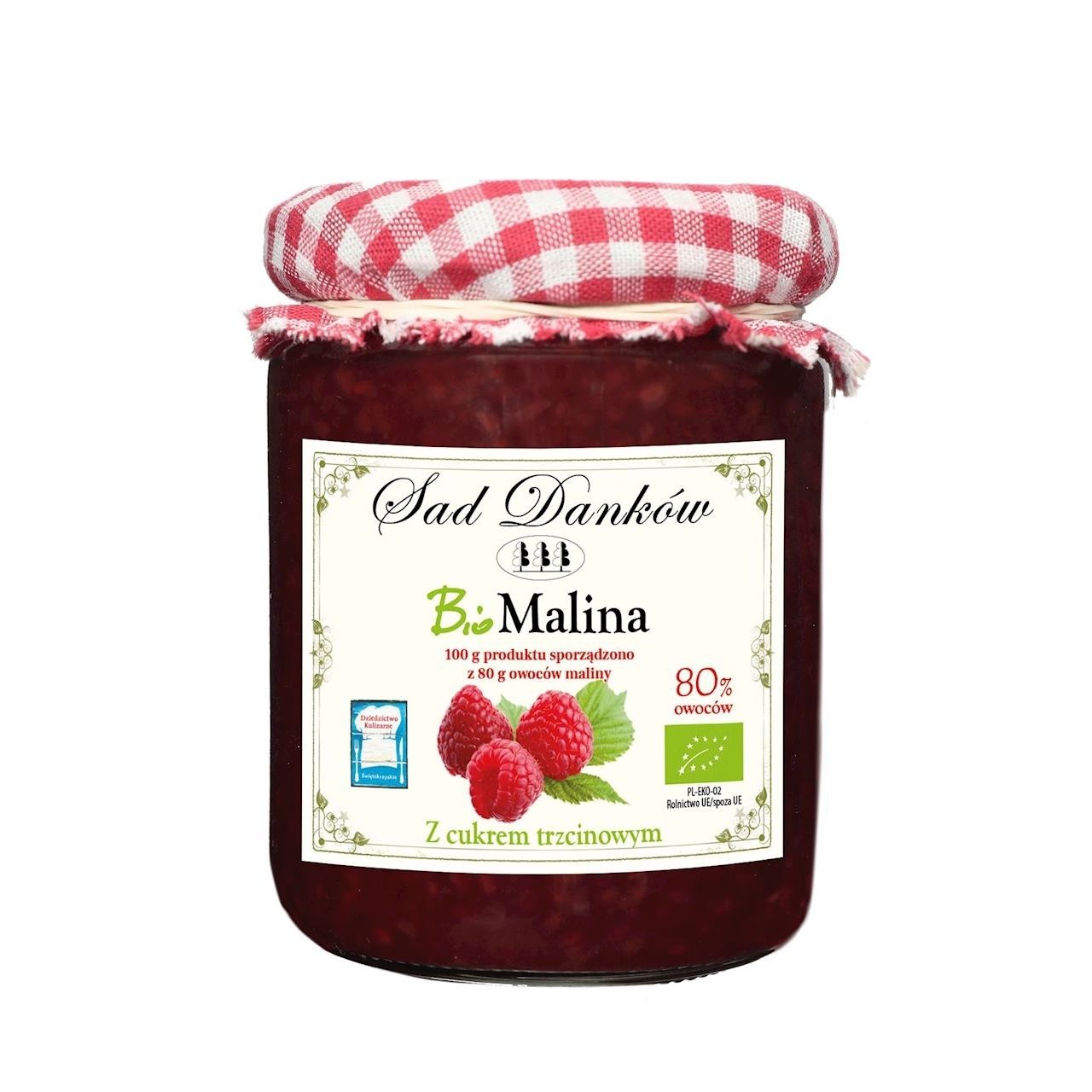 Malina 80% z cukrem trzcinowym BIO 270 g - Sad Danków