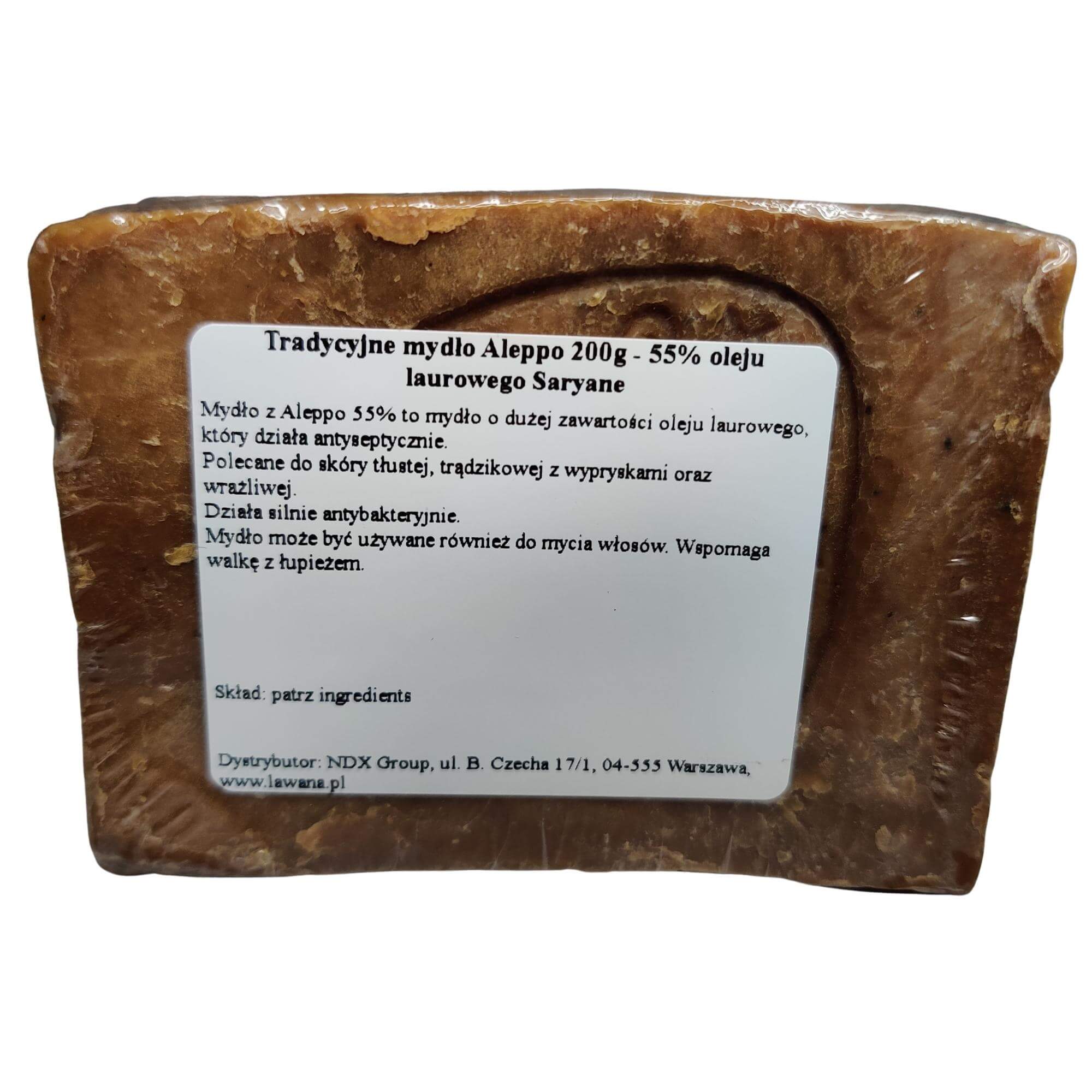 Mydło Aleppo 55% oleju laurowego 200 g - Saryane