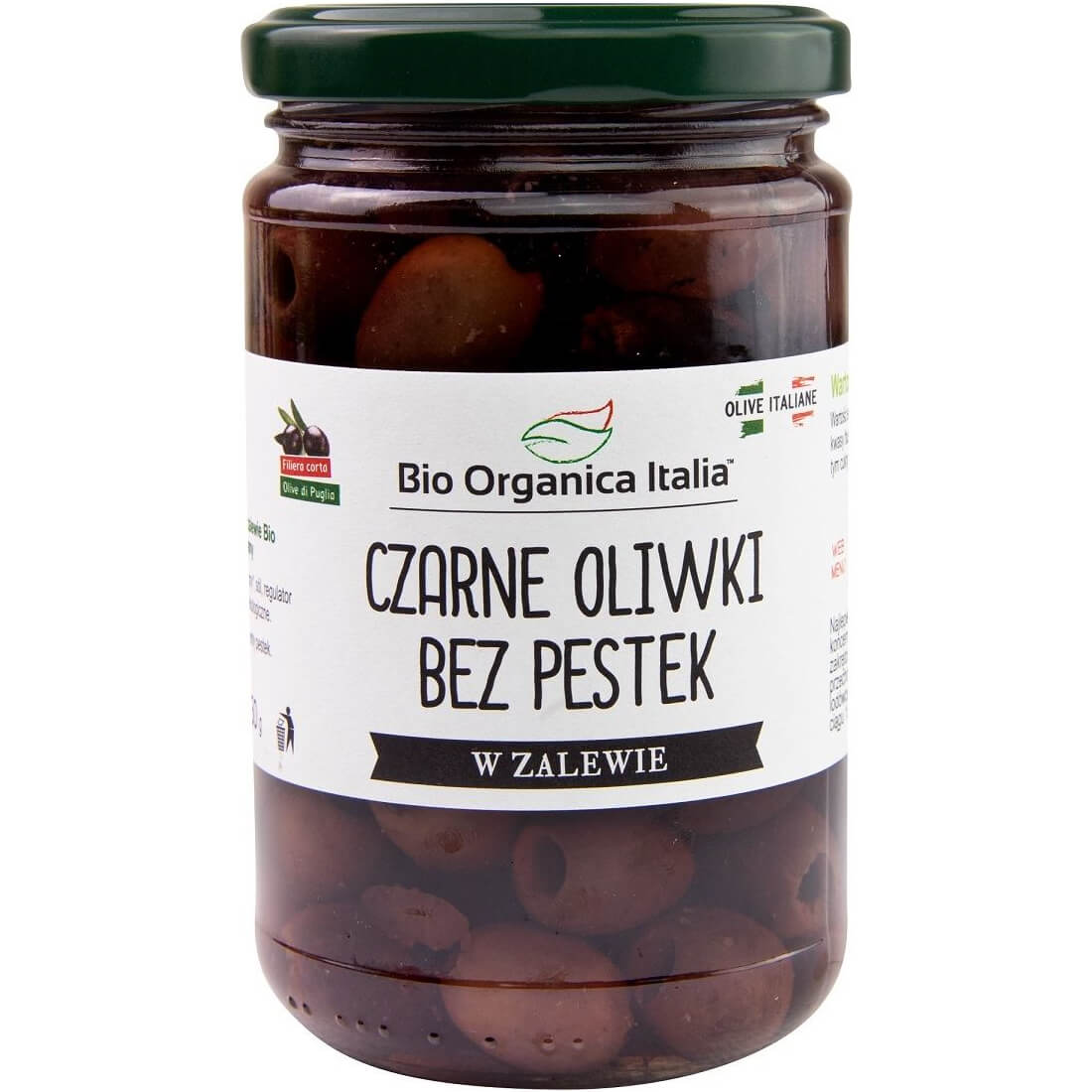 Oliwki czarne bez pestek w zalewie BIO (160 g) 280 g - Bio Organica Italia