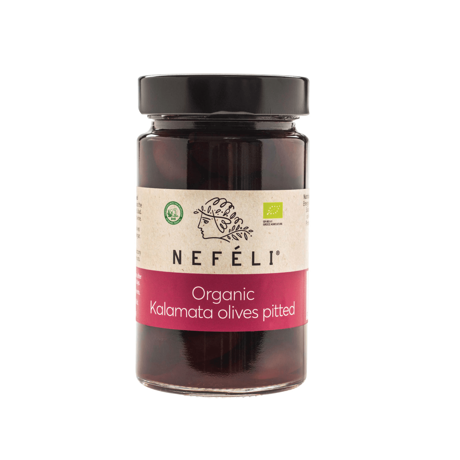 Oliwki czarne kalamata bez pestek w zalewie BIO (160 g) 295 g - Nefeli