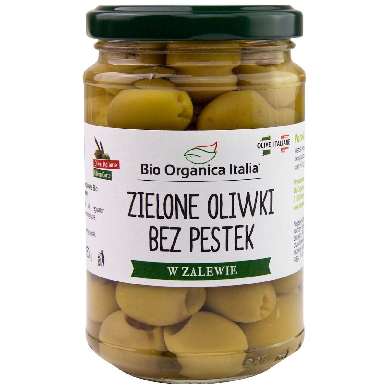 Oliwki zielone bez pestek w zalewie BIO (160 g) 280 g - Bio Organica Italia