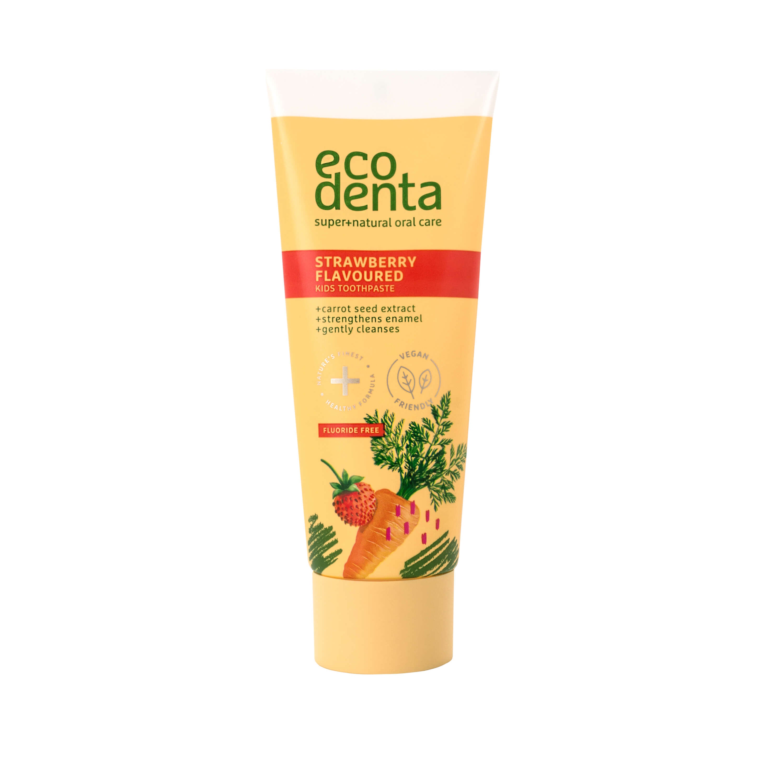 Pasta do zębów dla dzieci o smaku truskawki i marchewki bez fluoru 75 ml - Ecodenta