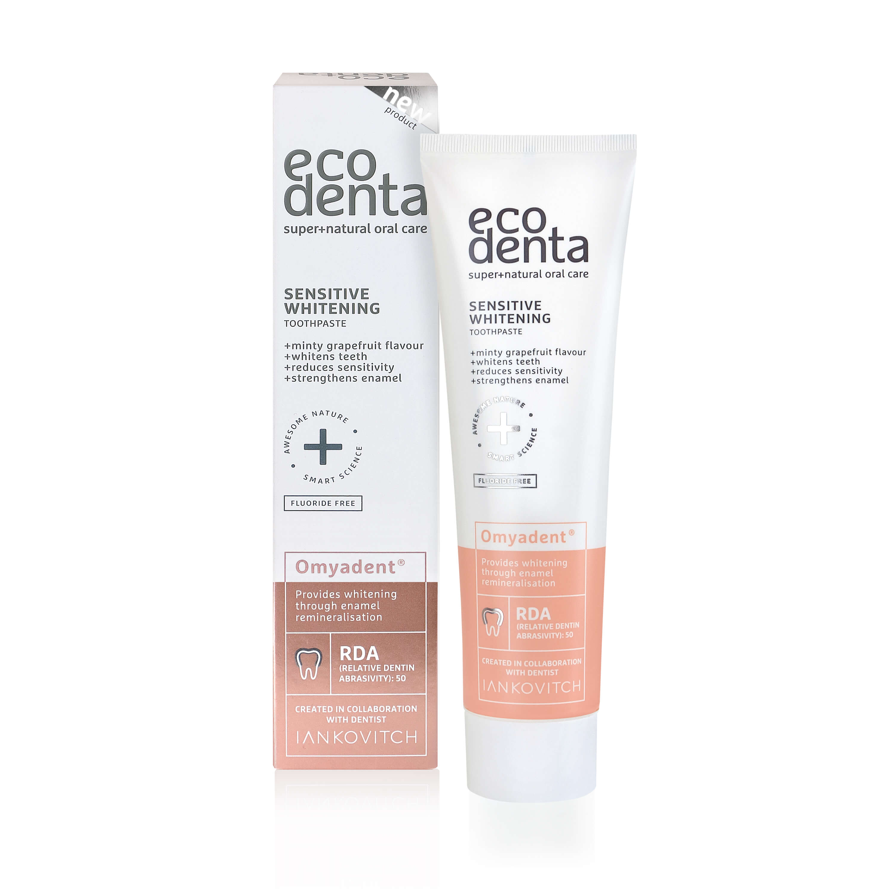 Pasta do zębów wrażliwych wybielająca (Sensitive Whitening) bez fluoru 100 ml - Ecodenta