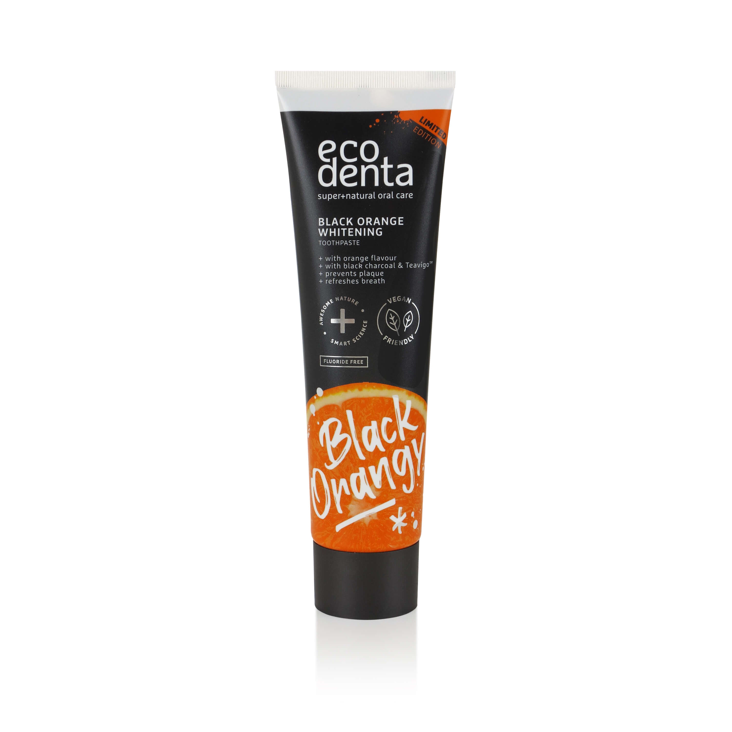 Czarna pasta do zębów wybielająca z węglem drzewnym o smaku pomarańczowym (Black Orange) bez fluoru 100 ml - Ecodenta