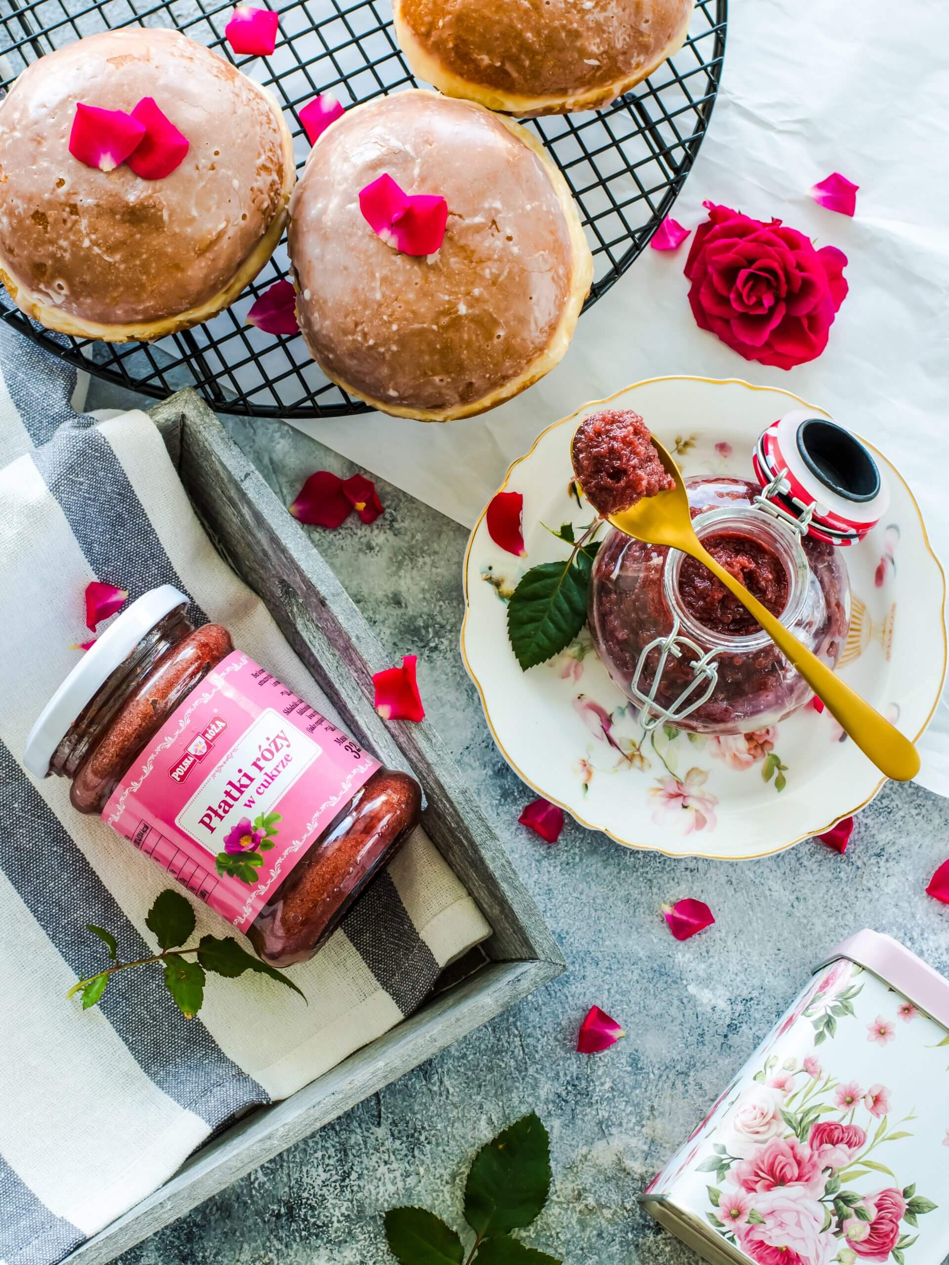 Płatki róży w cukrze 320 g - Polska Róża