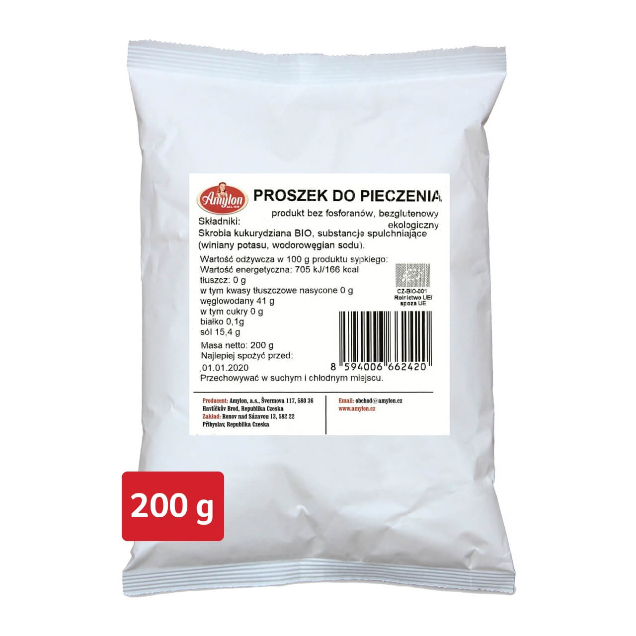 Proszek do pieczenia bezglutenowy BIO 200 g - Amylon