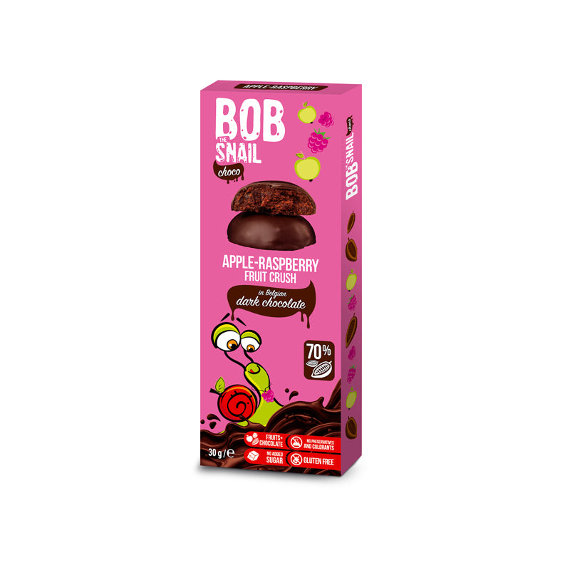 Przekąska jabłko, malina w czekoladzie bez dodatku cukru 30 g - Bob Snail