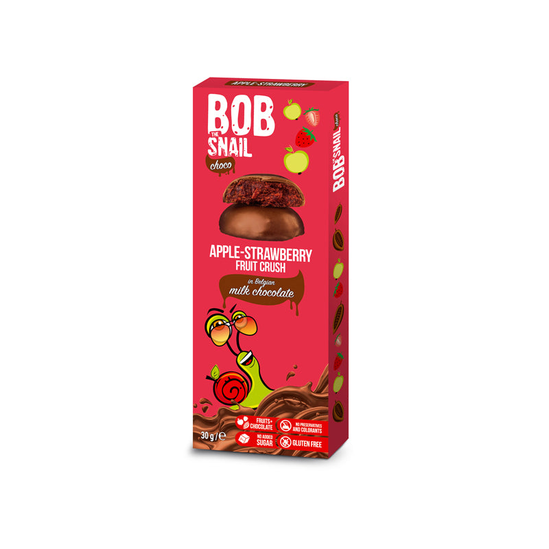 Przekąska jabłko, truskawka w czekoladzie bez dodatku cukru 30 g - Bob Snail