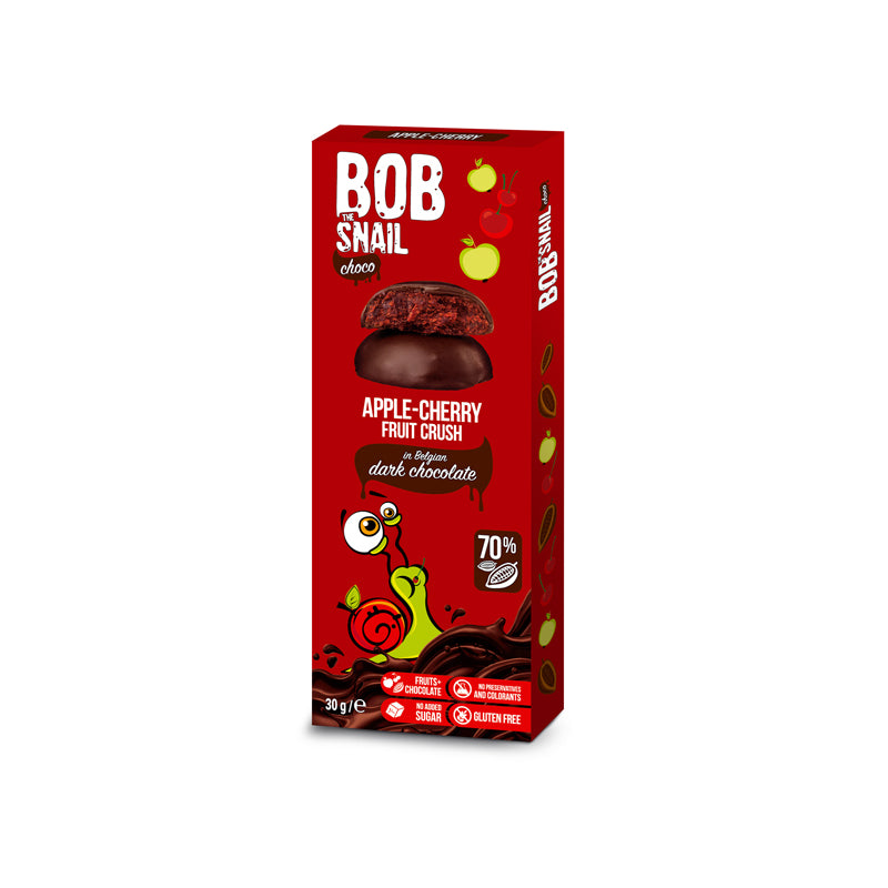 Przekąska jabłko, wiśnia w czekoladzie bez dodatku cukru 30 g - Bob Snail