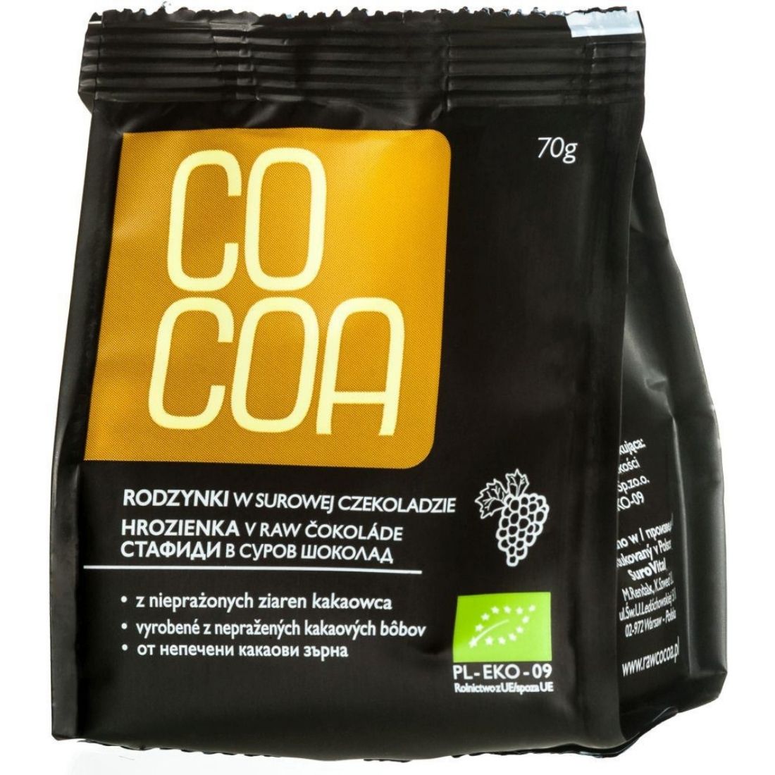Rodzynki w surowej czekoladzie BIO 70 g - Cocoa
