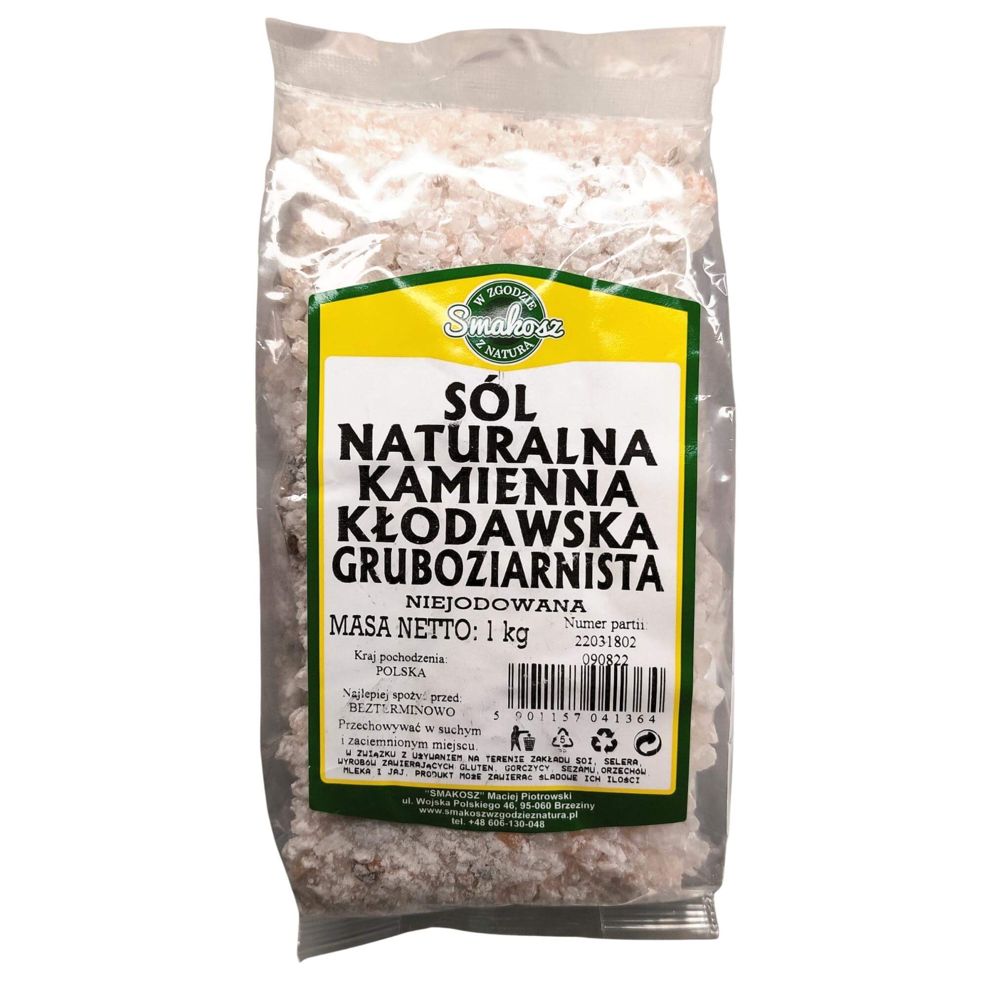 Sól kamienna Kłodawska niejodowana gruboziarnista 1 kg - Smakosz