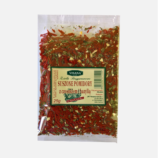 Suszone pomidory z czosnkiem i bazylią 25 g - Visana