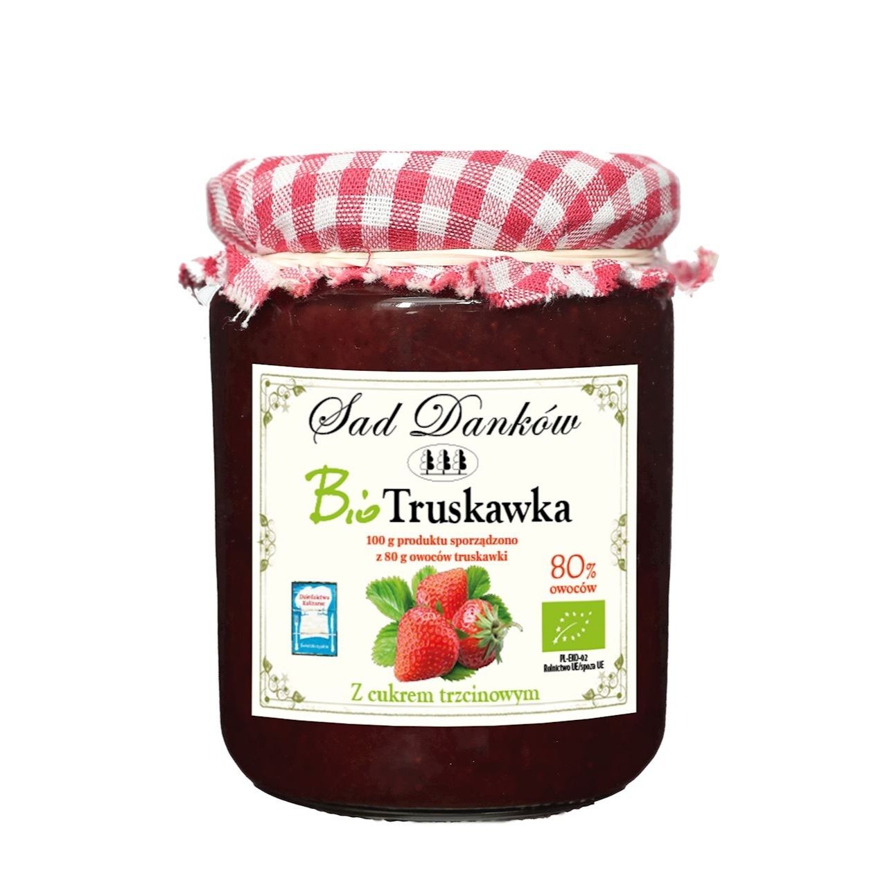 Truskawka 80% z cukrem trzcinowym BIO 270 g - Sad Danków