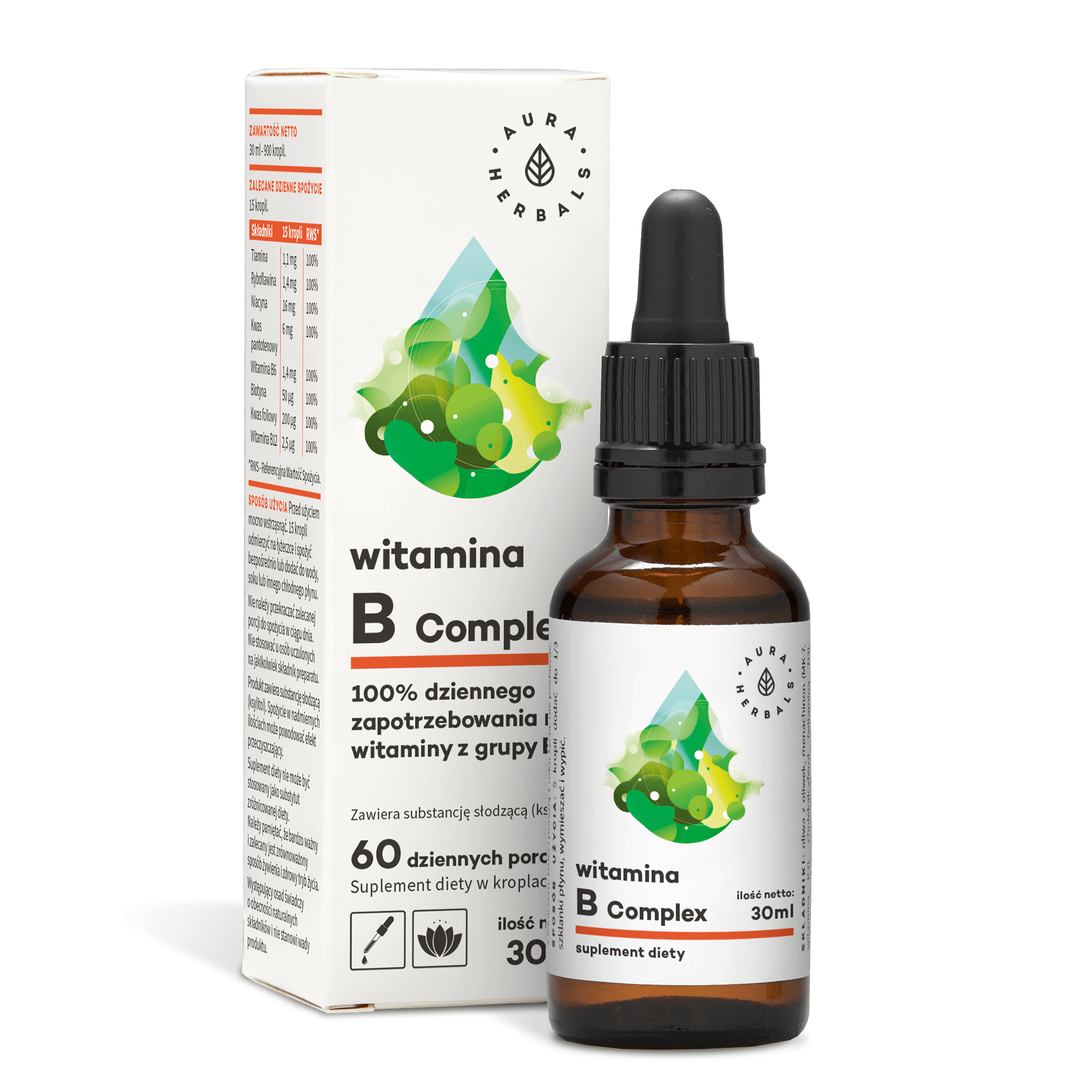 Witamina B Complex krople 30 ml - Aura Herbals