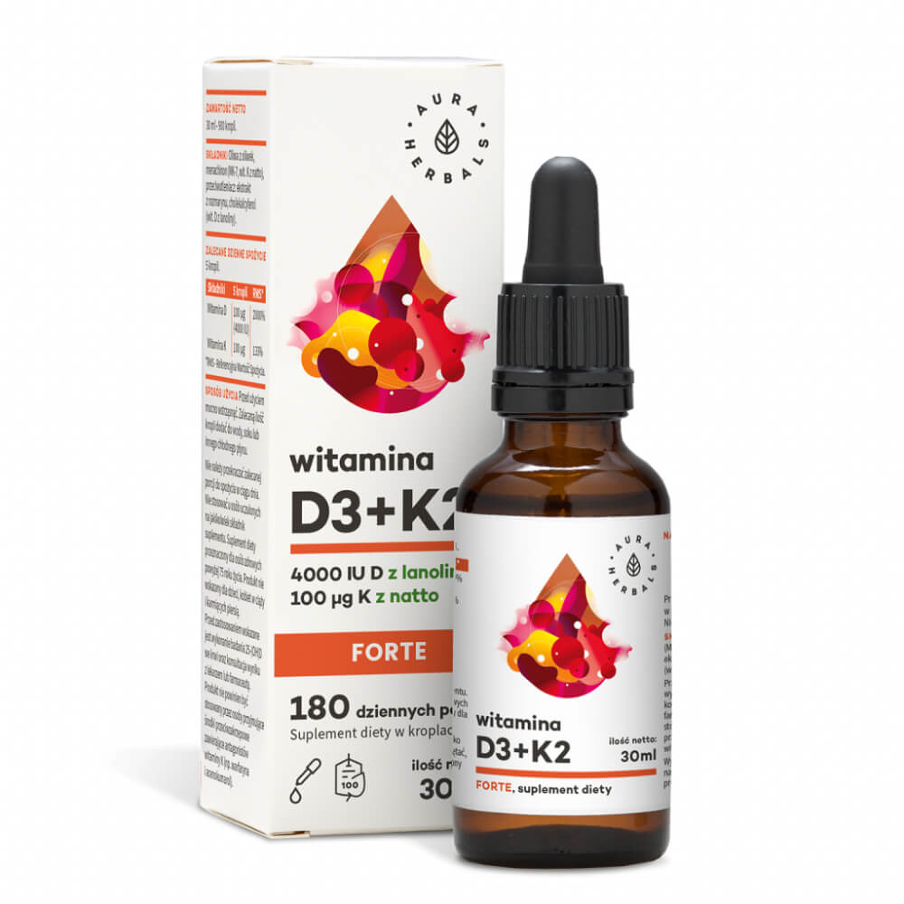 Witamina D3+K2, krople 30 ml - Aura Herbals