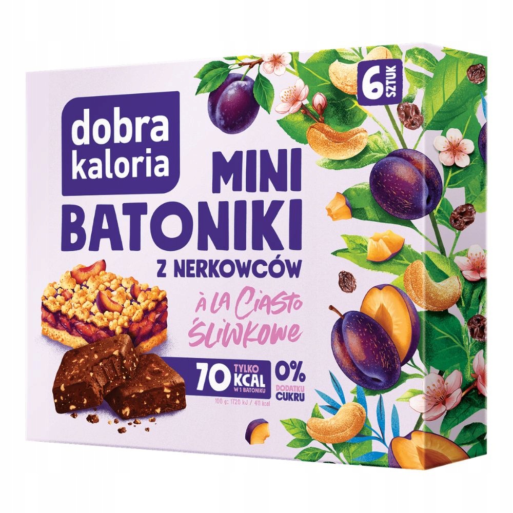 Batoniki z nerkowców à la ciasto śliwkowe (6 × 17 g) 102 g - Dobra Kaloria