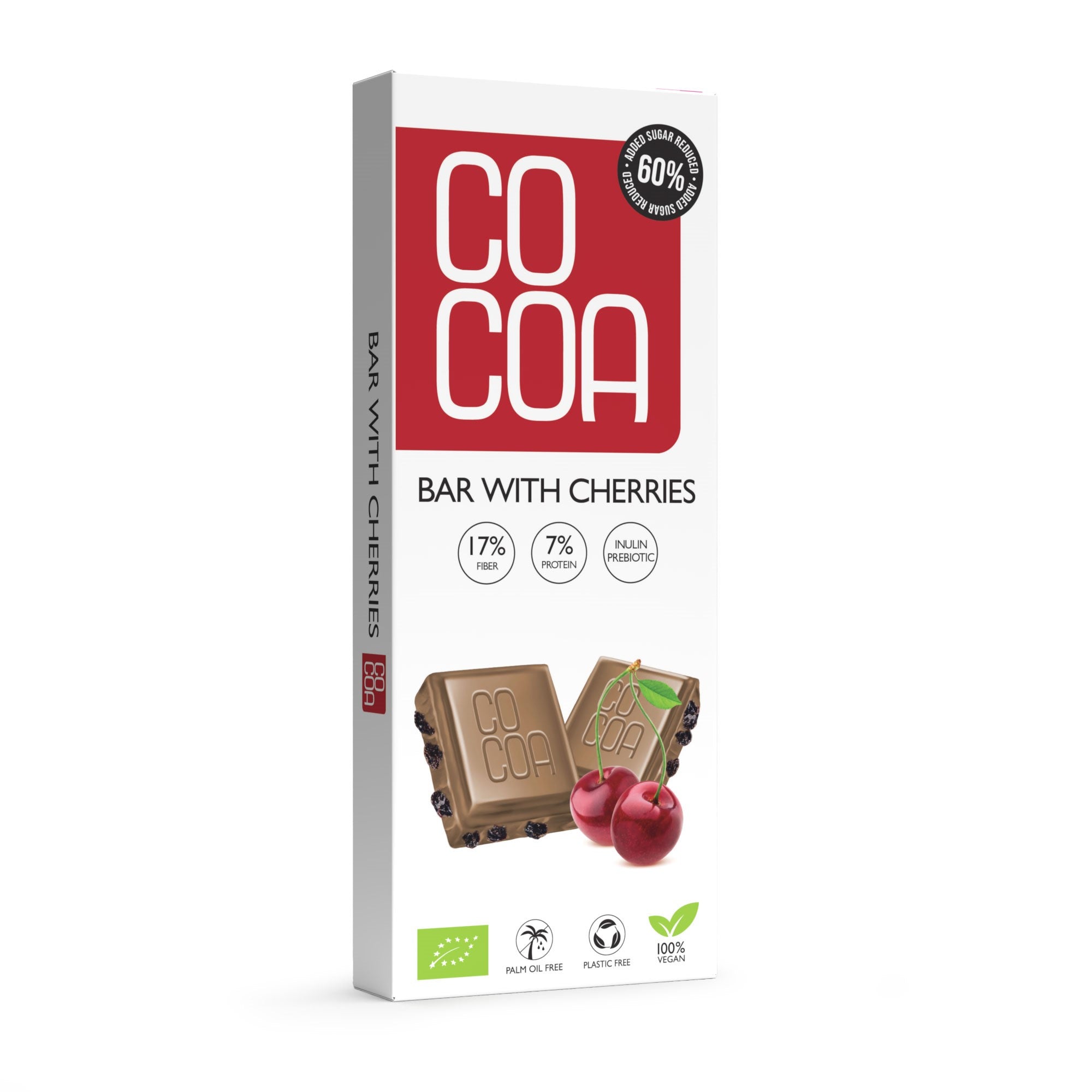 Czekolada biała z wiśniami 60% mniej cukru BIO 40 g - Cocoa