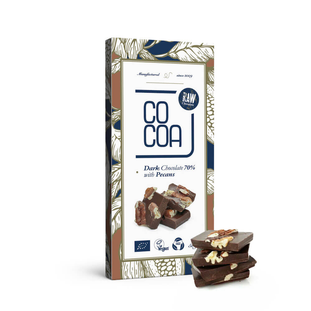 Czekolada gorzka surowa 70% z orzechami pekan BIO 50 g - Cocoa