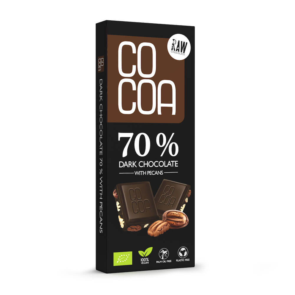 Czekolada gorzka surowa 70% z orzechami pekan BIO 40 g - Cocoa