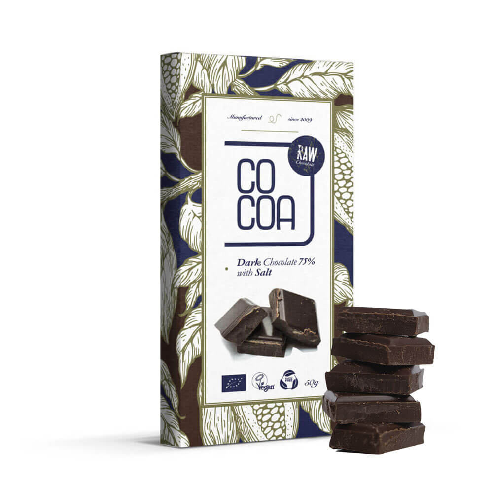 Czekolada ciemna surowa 75% z solą BIO 50 g - Cocoa