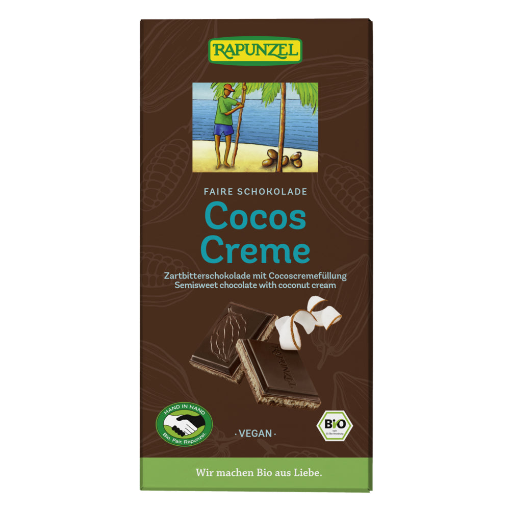 Czekolada gorzka z nadzieniem kokosowym BIO 100 g - Rapunzel