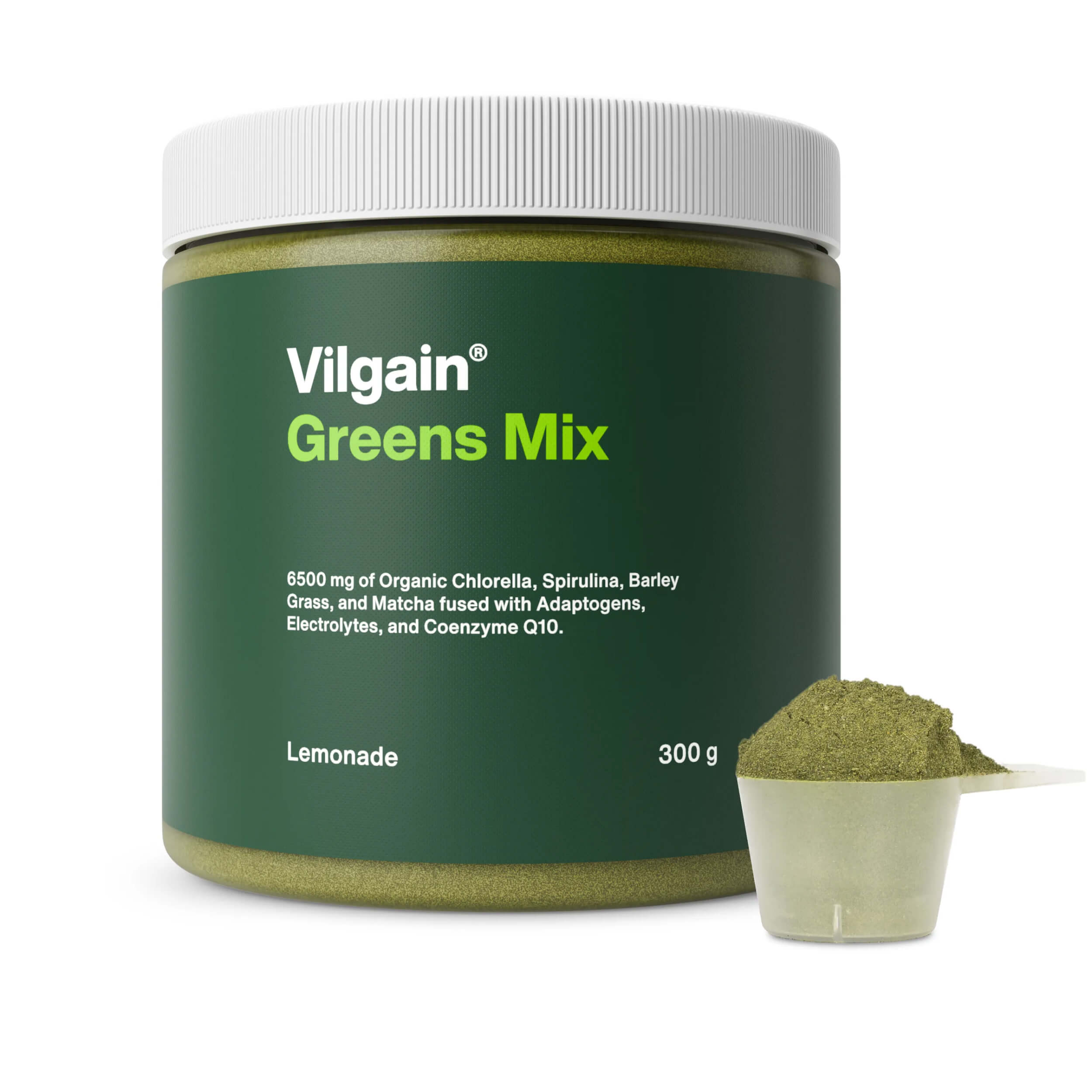 Greens Mix: chlorella, spirulina, zielony jęczmień, matcha 300 g - Vilgain