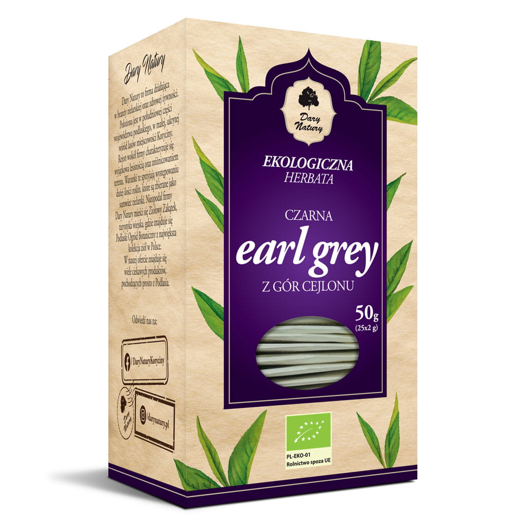 Herbata czarna Earl Grey cejlońska BIO (25 × 2 g) 50 g - Dary Natury