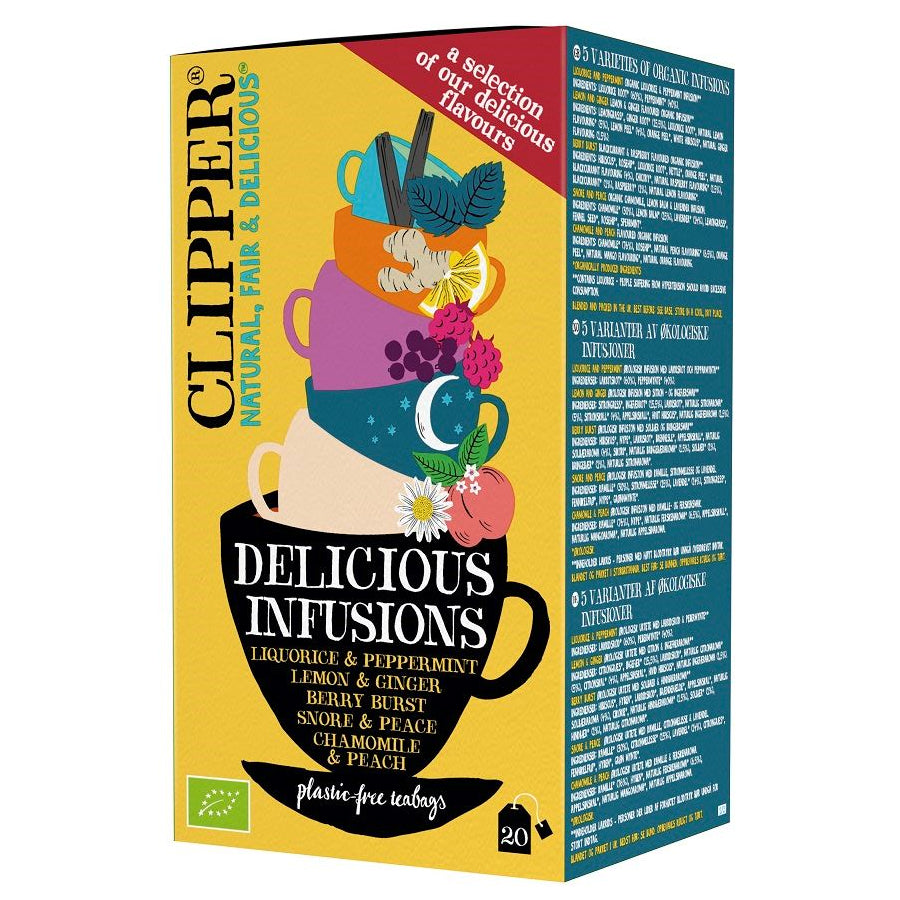 Herbata owocowo-ziołowa mix 5 smaków BIO (20 × 1,9 g) 38 g - Clipper