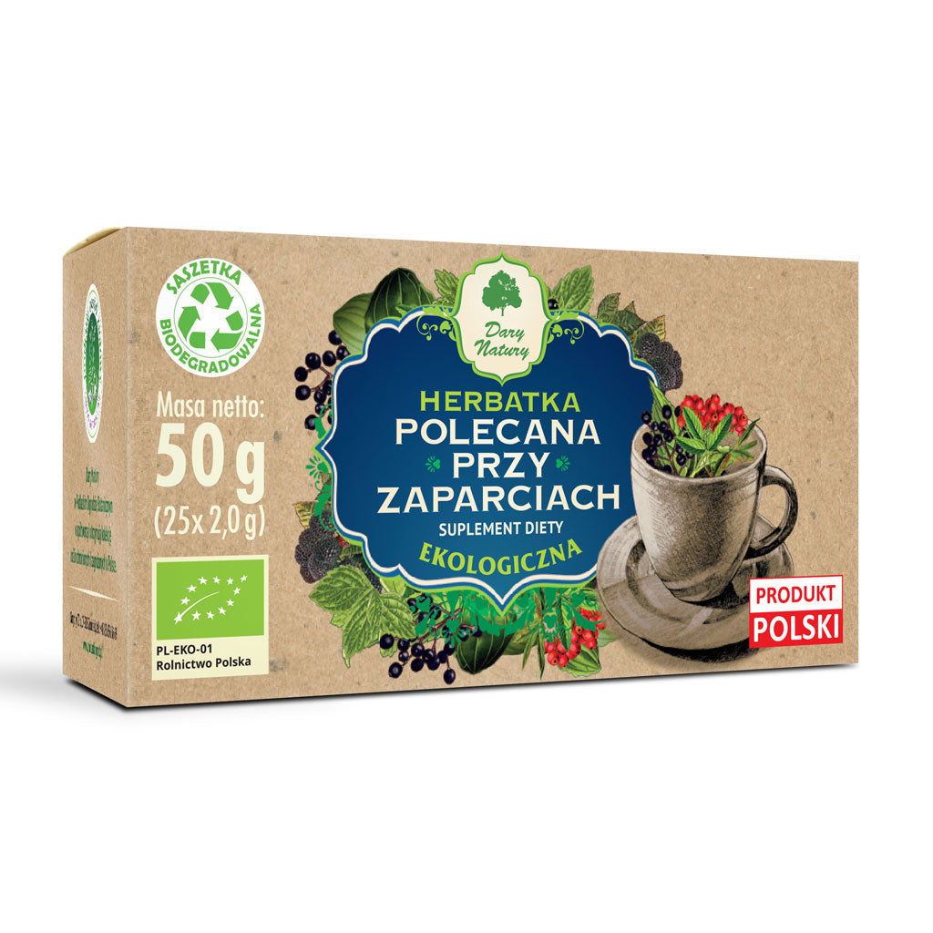 Herbata Polecana Przy Zaparciach BIO (25 × 2 g) 50 g - Dary Natury