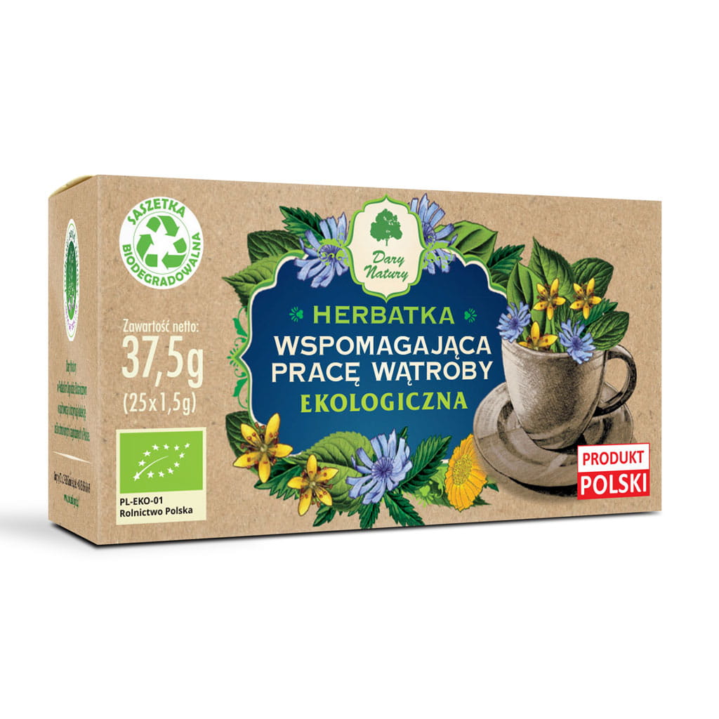 Herbata Wspomagająca Pracę Wątroby BIO (25 × 1,5 g) 37,5 g - Dary Natury