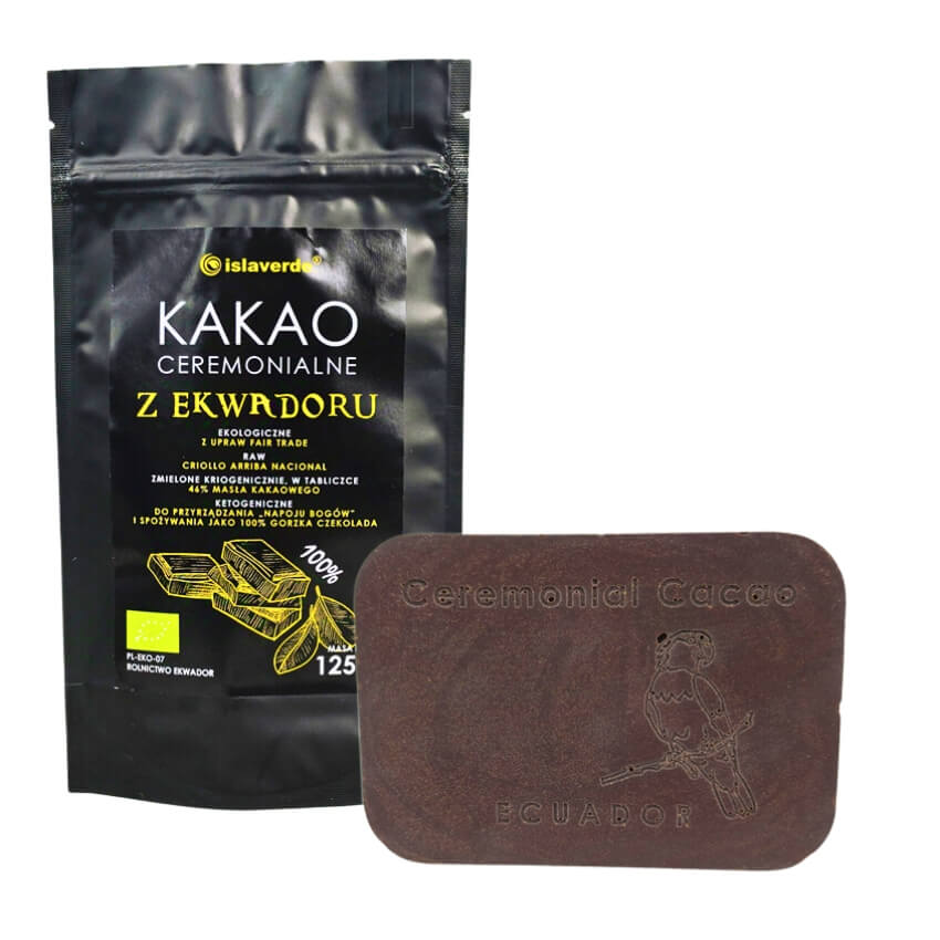 Kakao ceremonialne z Ekwadoru tabliczka BIO 125 g - Islaverde