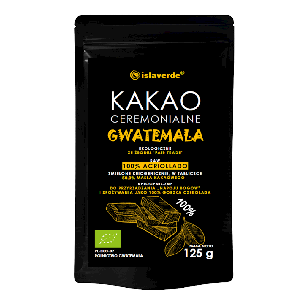 Kakao ceremonialne z Gwatemali tabliczka BIO 125 g - Islaverde