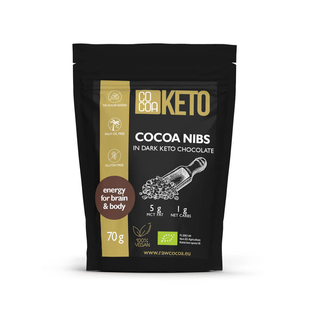 Kruszone ziarna kakao w ciemnej keto czekoladzie BIO 70 g - Cocoa