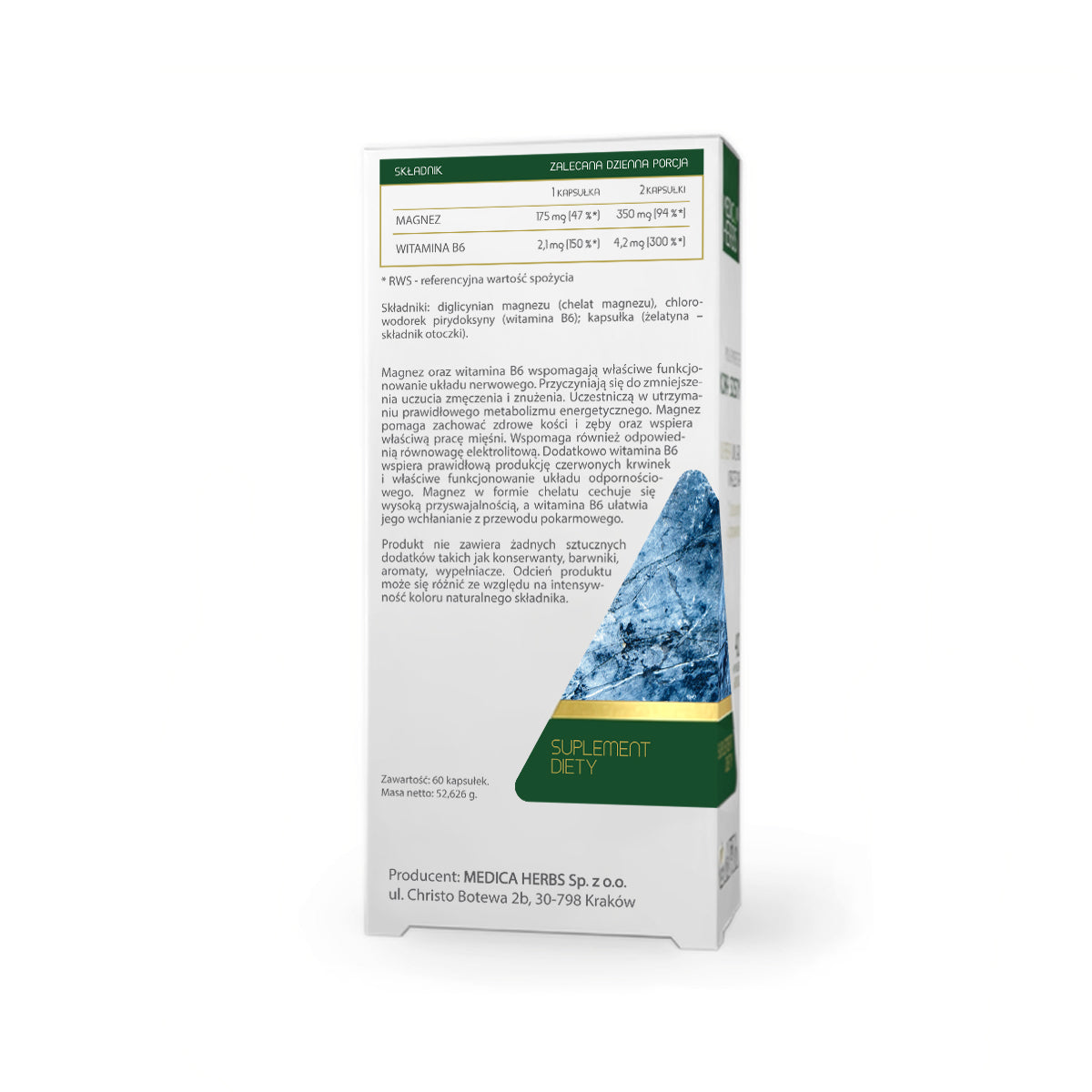 Magnez chelat i wit. B6 175 mg 60 kapsułek - Medica Herbs