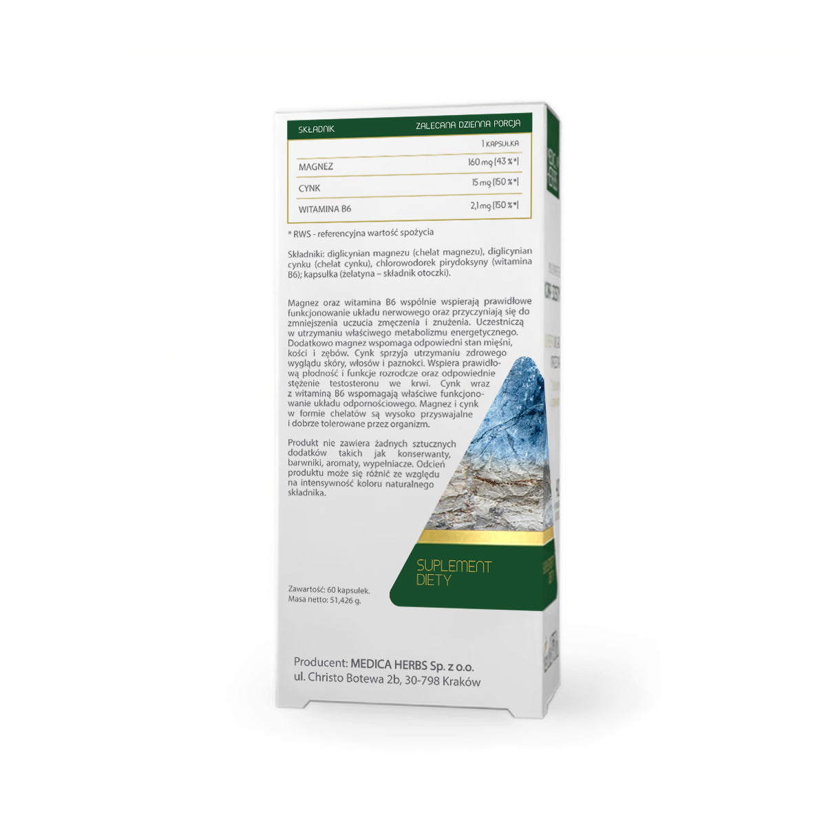 Magnez, cynk i wit. B6 177 mg 60 kapsułek - Medica Herbs