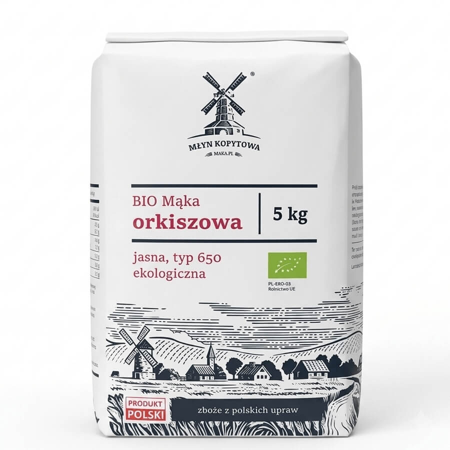 Mąka orkiszowa jasna typ 650 BIO 5 kg - Młyn Kopytowa