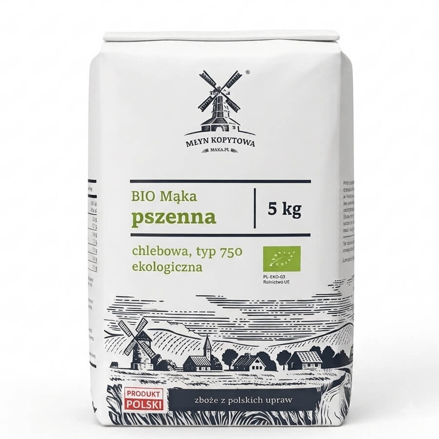 Mąka pszenna chlebowa typ 750 BIO 5 kg - Młyn Kopytowa