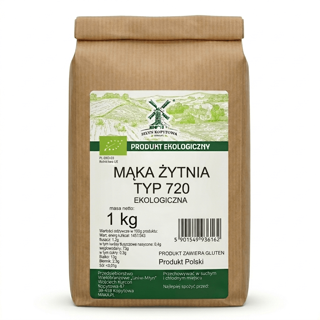 Mąka żytnia typ 720 BIO 1 kg - Młyn Kopytowa