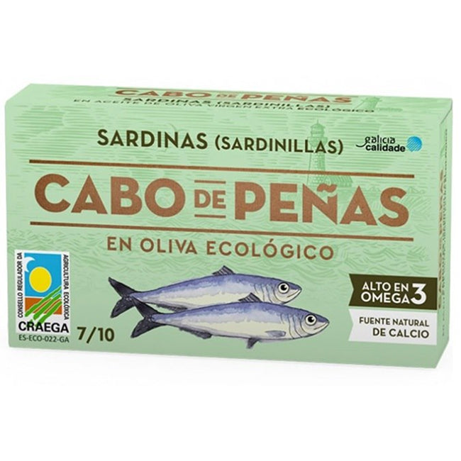 Mini sardynki w ekologicznej oliwie z oliwek 85 g - Cabo de Peñas