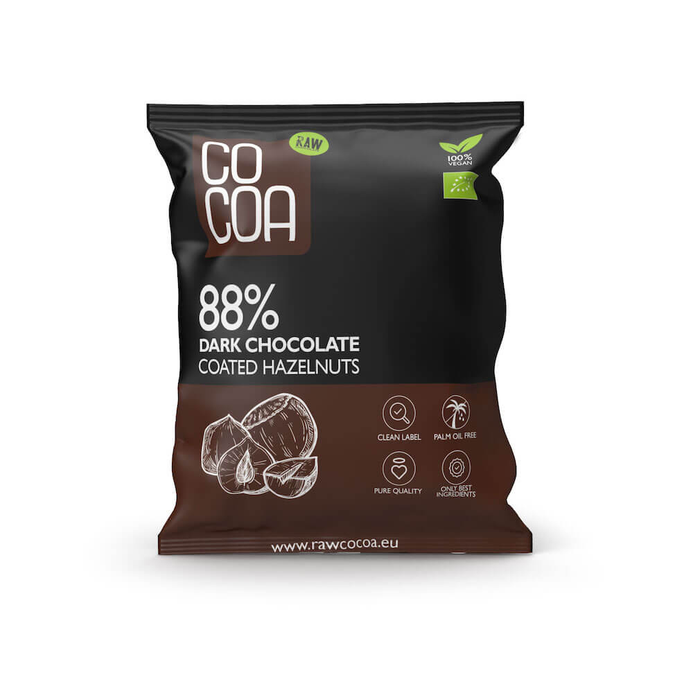 Orzechy laskowe w surowej czekoladzie 88% BIO 70 g - Cocoa