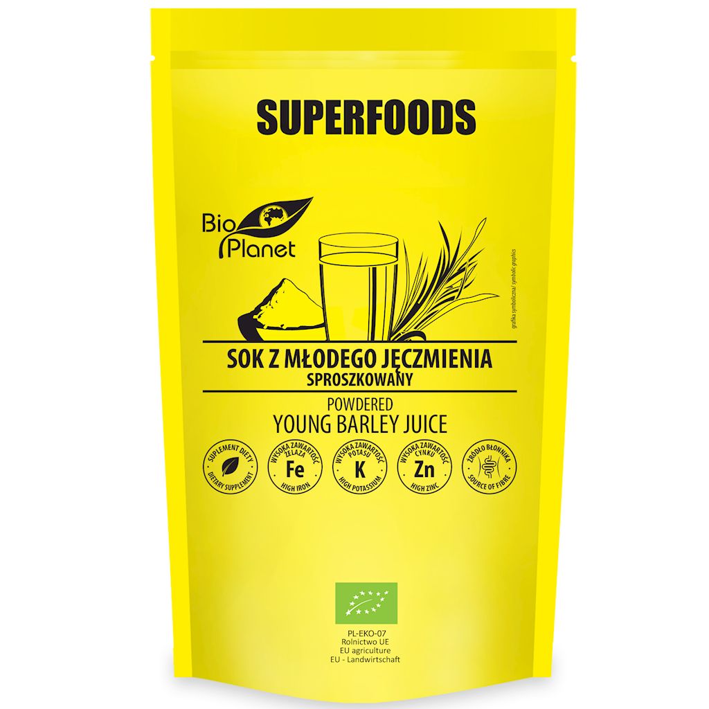 Sok z młodego jęczmienia sproszkowany BIO 150 g - Bio Planet