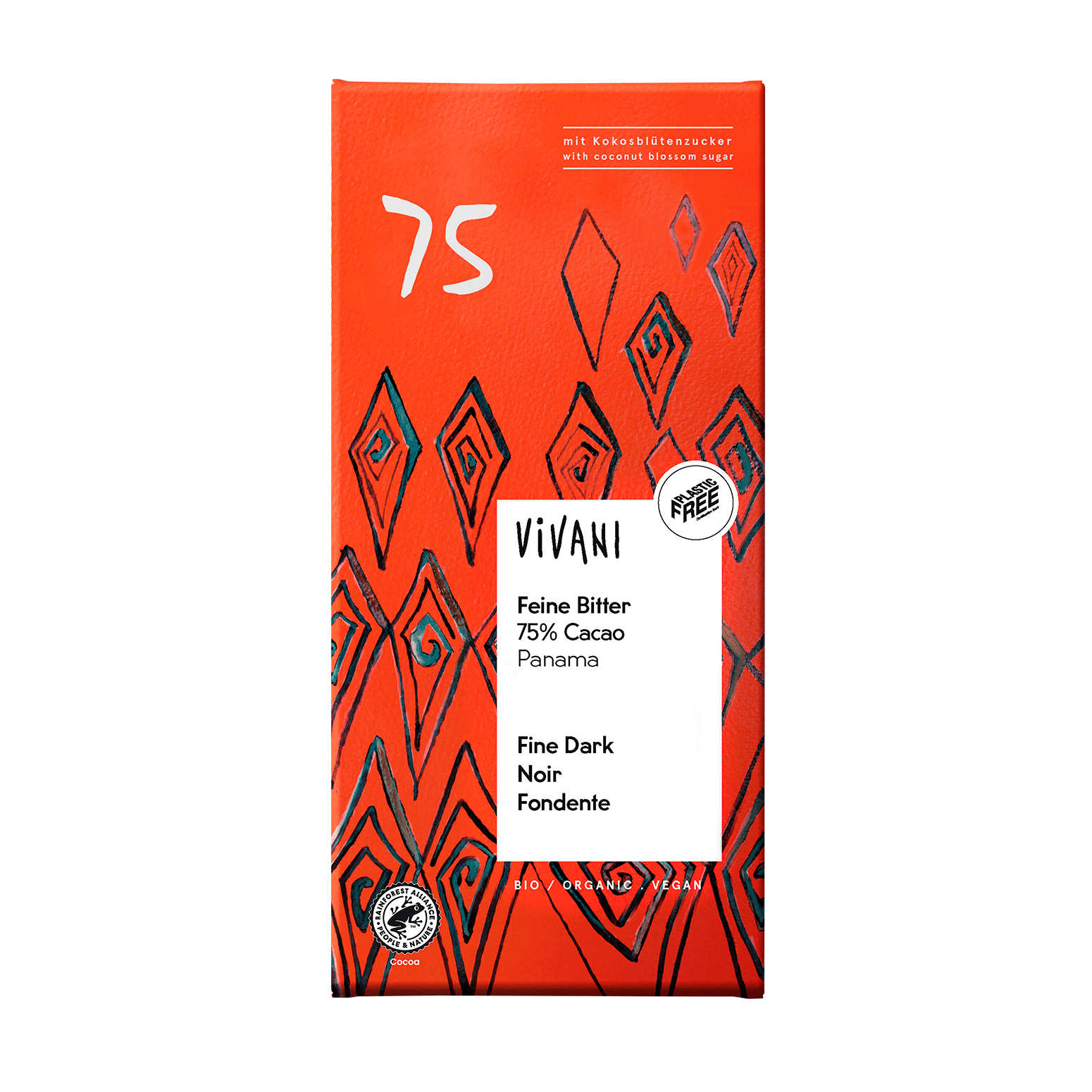 Czekolada gorzka 75% kakao BIO 80 g - Vivani