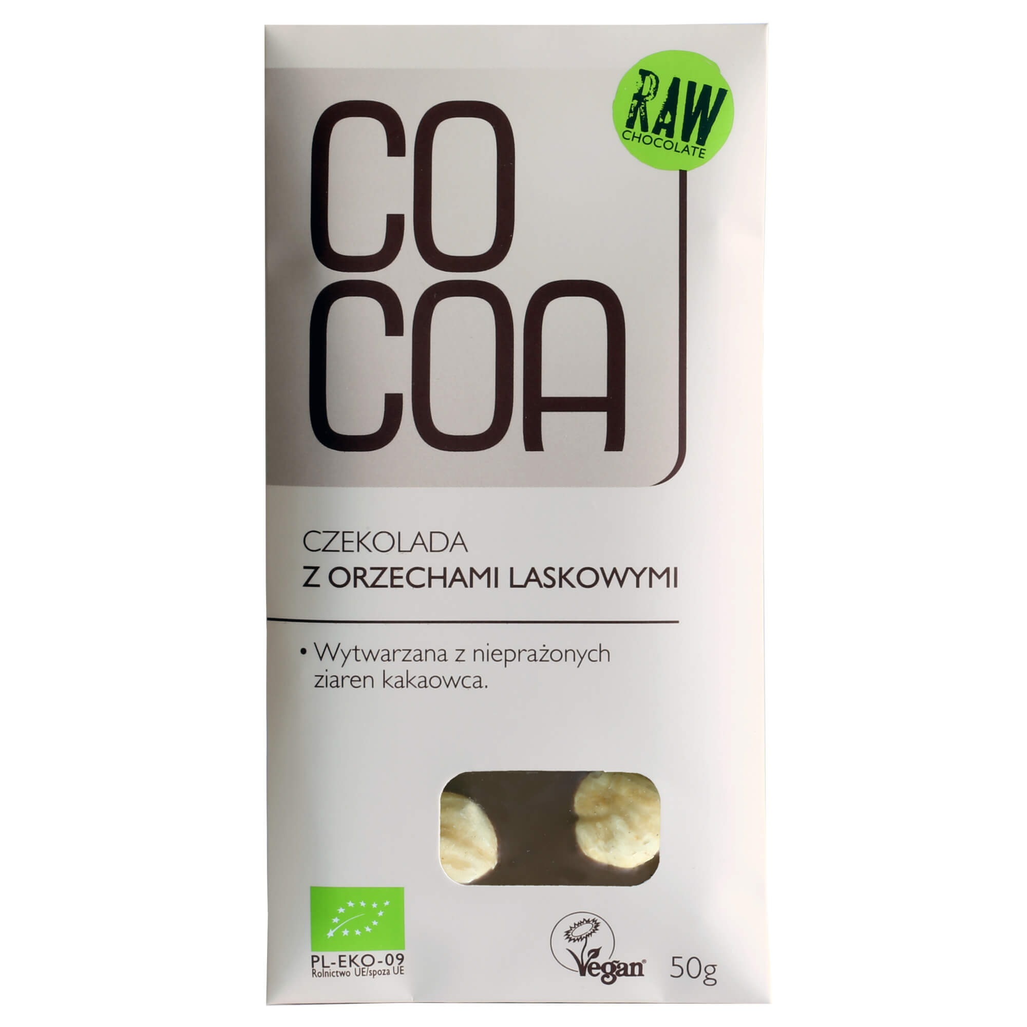 Czekolada surowa z orzechami laskowymi BIO 50 g - Cocoa
