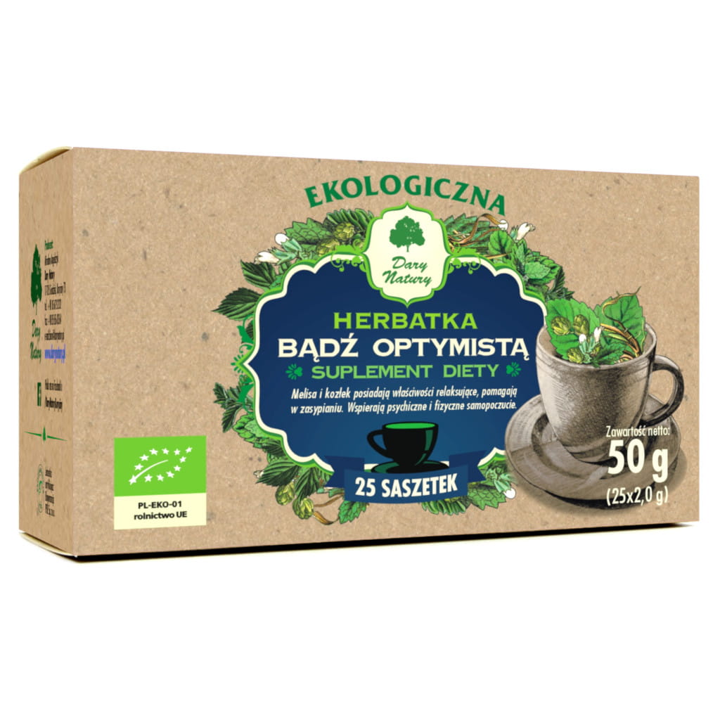 Herbata Bądź Optymistą BIO (25 × 1,5 g) 37,5 g - Dary Natury