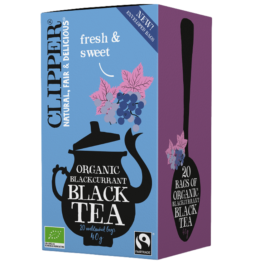 Herbata czarna z czarną porzeczką Fair Trade BIO (20 × 2 g) 40 g - Clipper
