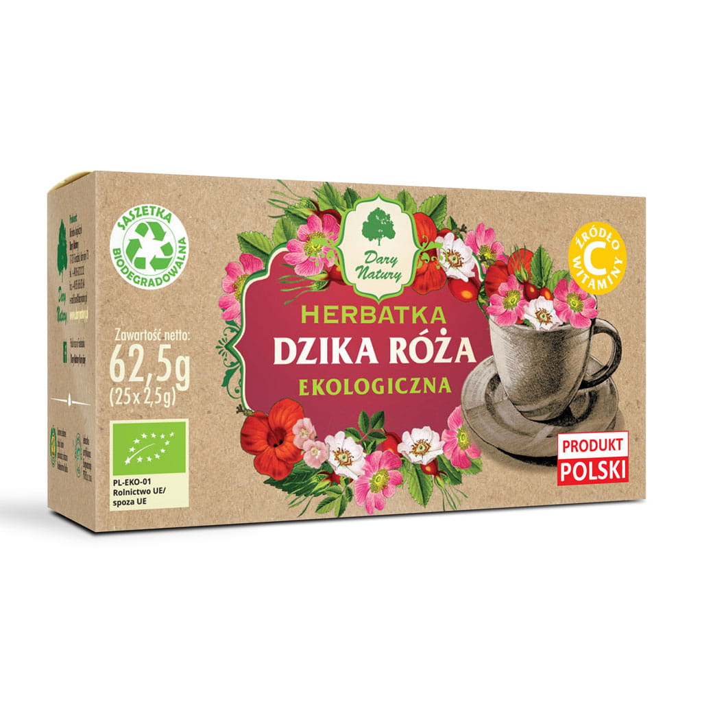 Herbata Dzika Róża BIO (25 × 2,5 g) 62,5 g - Dary Natury