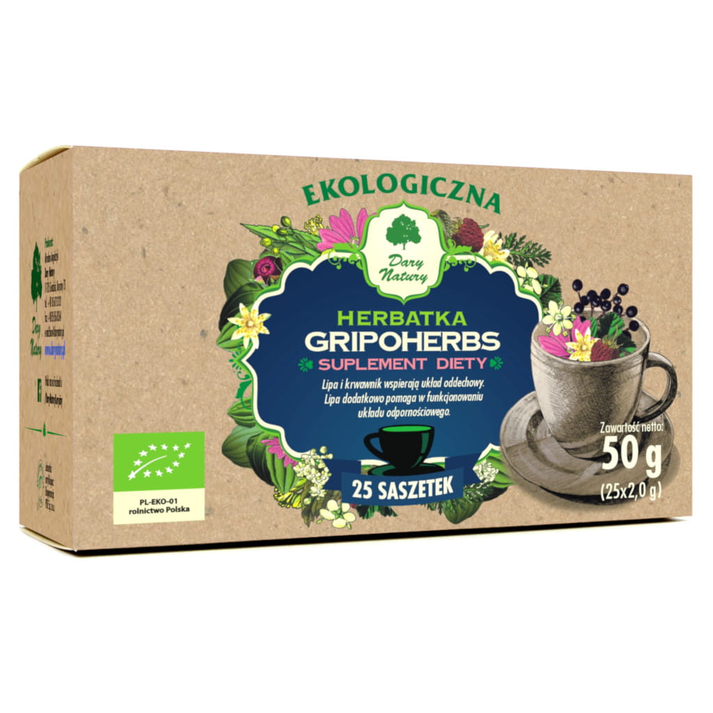 Herbata Gripoherbs BIO (25 × 2 g) 50 g - Dary Natury